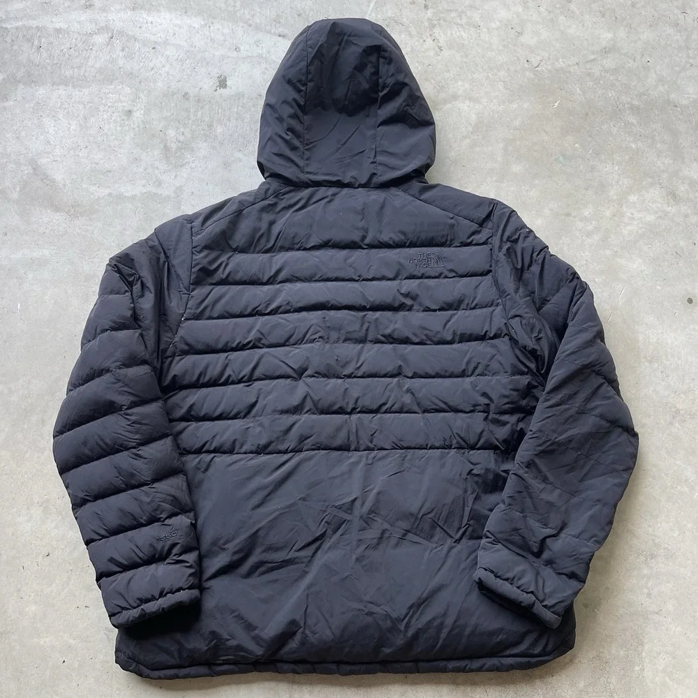 The North Face 550 Down Puffer Jacket Hooded Black Mens XL Winter Coat
